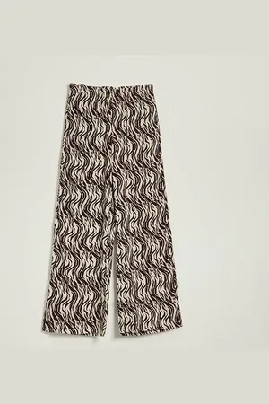 House Spodnie wide leg mid waist ze wzorem w zebrę