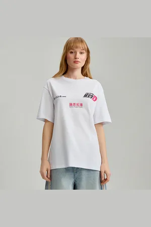 House Biała koszulka z nadrukiem Initial D z przodu i z tyłu