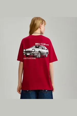 House Czerwona koszulka z nadrukiem Initial D z przodu i na plecach