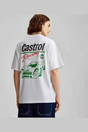 House Biała koszulka z nadrukiem Castrol Power Racing