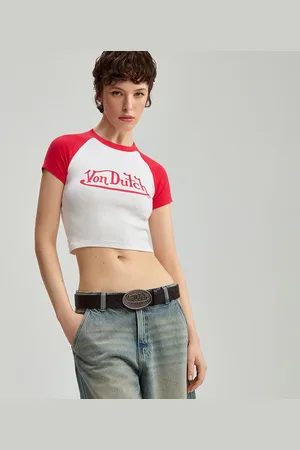 House Biała krótka koszulka z czerwonym nadrukiem Von Dutch