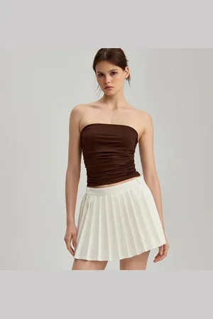 House Dzianinowy top bandeau czekoladowy