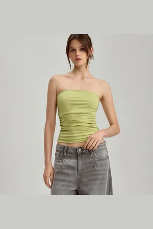 House Dzianinowy top bandeau zielony