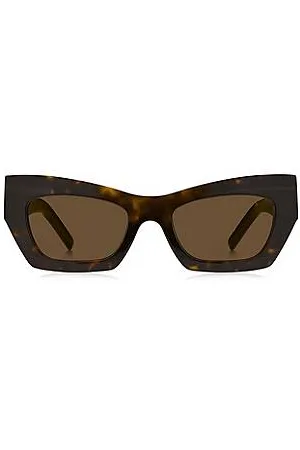 HUGO BOSS Okulary przeciwsłoneczne z acetatu w kolorze Havana z charakterystycznymi elementami metalowymi
