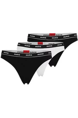 HUGO BOSS Trzypak thongów z logo na gumce