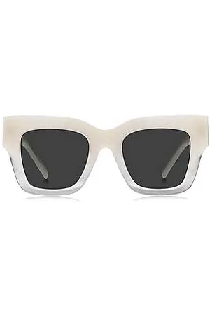 HUGO BOSS Okulary przeciwsłoneczne z opalowego acetatu z charakterystycznymi elementami metalowymi