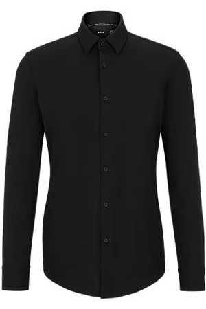 HUGO BOSS Koszula o wąskim kroju z funkcjonalnego elastycznego dżerseju z mieszanki bawełny