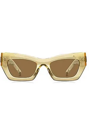 HUGO BOSS Okulary przeciwsłoneczne z przezroczystego acetatu z charakterystycznymi metalowymi dodatkami