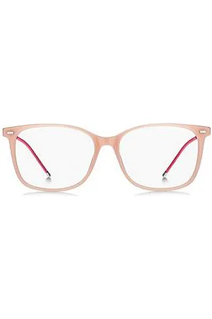 HUGO BOSS Oprawki okularowe z różowego acetatu z łańcuszkiem z logo