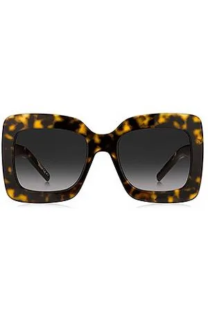 HUGO BOSS Okulary przeciwsłoneczne z acetatu w kolorze Havana z charakterystycznymi elementami metalowymi