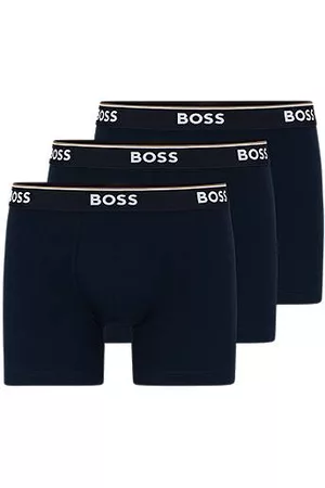 HUGO BOSS Trzypak długich bokserek z bawełny ze stretchem z logo