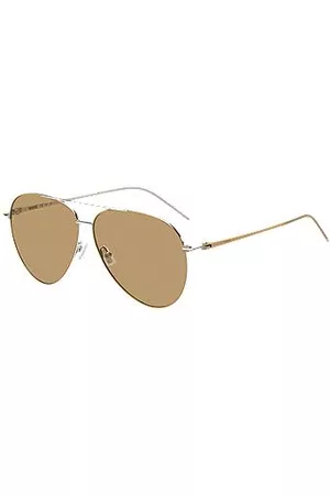 HUGO BOSS Piaskowe okulary przeciwsłoneczne z lekkiej stali