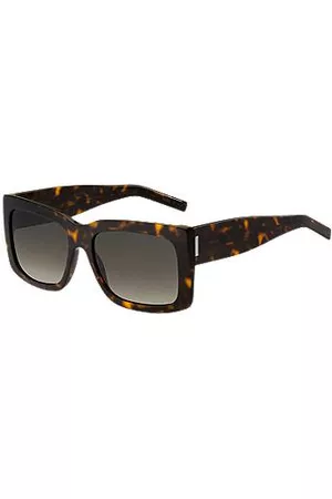 HUGO BOSS Okulary przeciwsłoneczne z bioacetatu z motywem Havana z charakterystycznymi elementami metalowymi