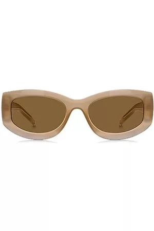 HUGO BOSS Okulary przeciwsłoneczne z półprzezroczystego acetatu z detalami z logo