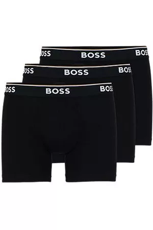 HUGO BOSS Trzypak długich bokserek z bawełny ze stretchem z logo