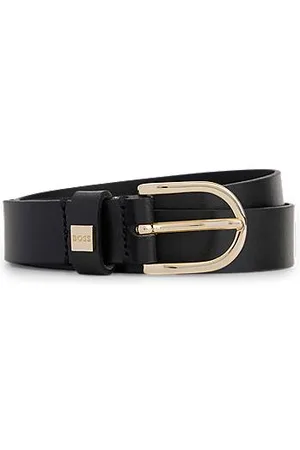 HUGO BOSS Pasek z włoskiej skóry ze sprzączką złotego koloru