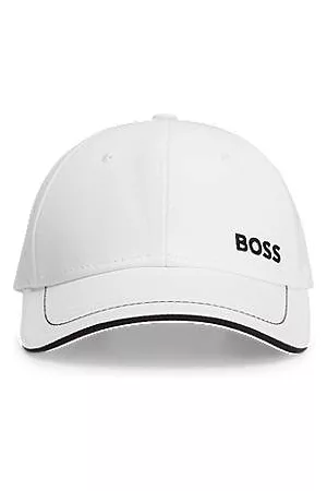 HUGO BOSS Czapka z daszkiem z bawełnianego diagonalu z wyszywanym logo i metalową klamerką