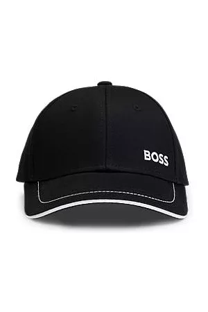 HUGO BOSS Czapka z daszkiem z bawełnianego diagonalu z wyszywanym logo i metalową klamerką