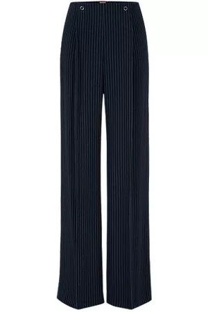 HUGO BOSS Kobieta Spodnie z szeroką nogawką - Wide-leg regular-fit pinstripe trousers