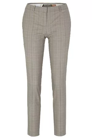 HUGO BOSS Regular-fit trousers in checked virgin wool and silk