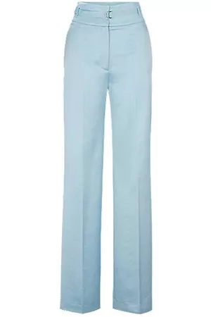HUGO BOSS Regular-fit flared trousers in satin with branded belt