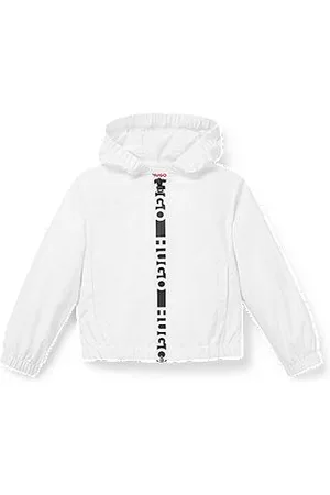 HUGO BOSS Dziecięca wiatrówka z kapturem ozdobiona nadrukiem z logo