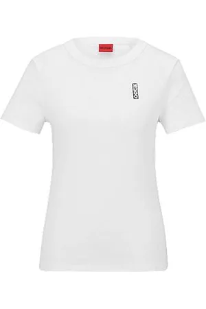 HUGO BOSS Koszulka z czystej bawełny z logo imitującym rysunek flamastrem