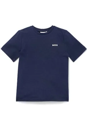 HUGO BOSS Dziecięca bawełniana koszulka o regularnym kroju ozdobiona nadrukiem z logo