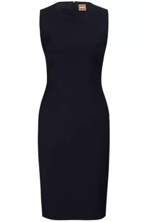 HUGO BOSS Kobieta Sukienki bez rękawów - Sleeveless shift dress in responsible wool with natural stretch