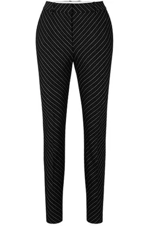 HUGO BOSS Kobieta Proste Nogawki - Regular-fit trousers in diagonal pin-striped stretch wool
