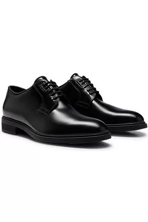 HUGO BOSS Włoskie skórzane buty typu derby wykończone lamówkami