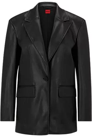 HUGO BOSS Kobieta Oversize - Oversized-fit jacket in logo-embossed faux leather