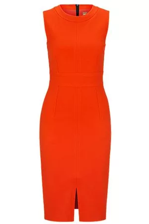 HUGO BOSS Kobieta Sukienki do pracy - Slim-fit business dress with front slit