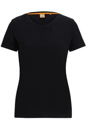 HUGO BOSS Bawełniana koszulka o wąskim kroju z detalem z logo