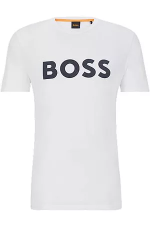 HUGO BOSS Koszulka z bawełnianego dżerseju z gumowym nadrukiem z logo