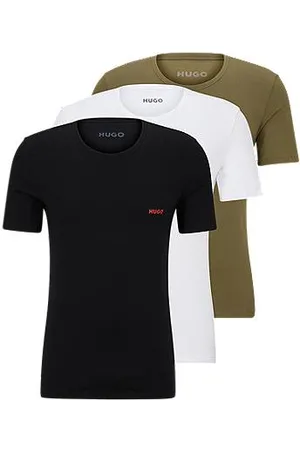 HUGO BOSS Trzypak bawełnianych podkoszulków z nadrukiem z logo