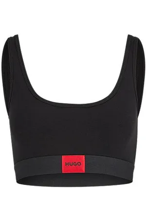 HUGO BOSS Braletka z elastycznej bawełny z czerwoną naszywką z logo