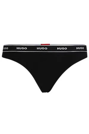 HUGO BOSS Thongi z elastycznej bawełny z powtarzającym się logo na gumce