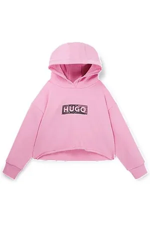 HUGO BOSS Bluza z kapturem z polaru z grafiką logo