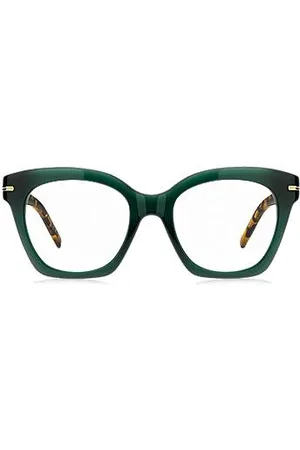 HUGO BOSS Oprawki okularów z zielonego octanu z motywem Havana na zausznikach