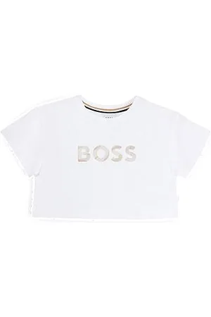 HUGO BOSS Koszulka dziecięca z elastycznej bawełny z metalicznym nadrukiem logo