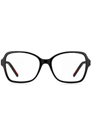 HUGO BOSS Oprawki okularowe z czarnego acetatu, z zausznikami z oznaczeniem marki