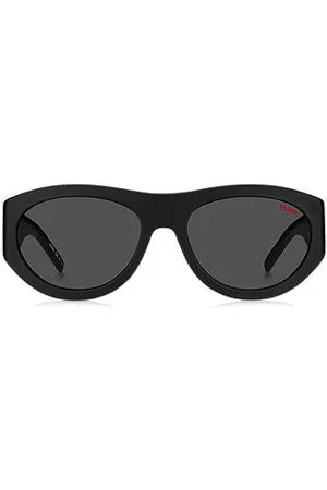 HUGO BOSS Okulary przeciwsłoneczne z czarnego acetatu z trójwymiarowym monogramem
