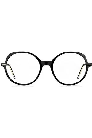 HUGO BOSS Oprawki okularów z czarnego acetatu z detalami w złotym odcieniu
