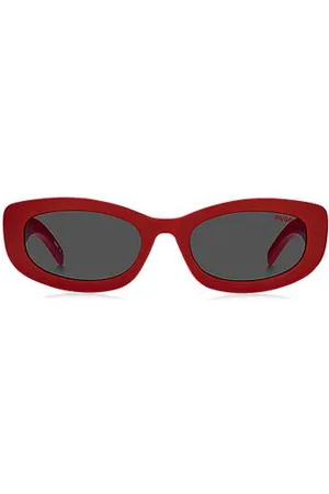HUGO BOSS Czerwone okulary przeciwsłoneczne z zausznikami z logo