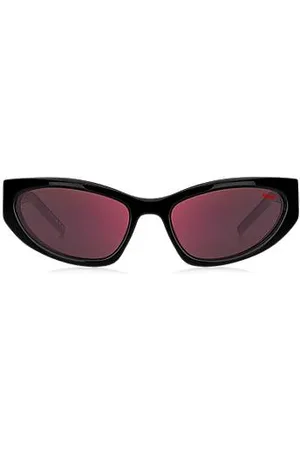 HUGO BOSS Okulary przeciwsłoneczne z czarnego acetatu z trójwymiarowym monogramem