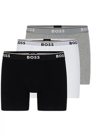 HUGO BOSS Trzypak długich bokserek z bawełny ze stretchem z logo