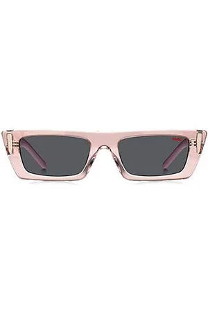 HUGO BOSS Okulary przeciwsłoneczne z różowego acetatu z trójwymiarowym monogramem