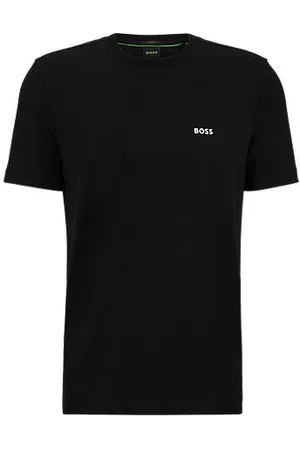 HUGO BOSS Koszulka o regularnym kroju z elastycznej bawełny ozdobiona kontrastowym logo