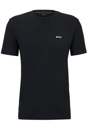HUGO BOSS Koszulka o regularnym kroju z elastycznej bawełny ozdobiona kontrastowym logo